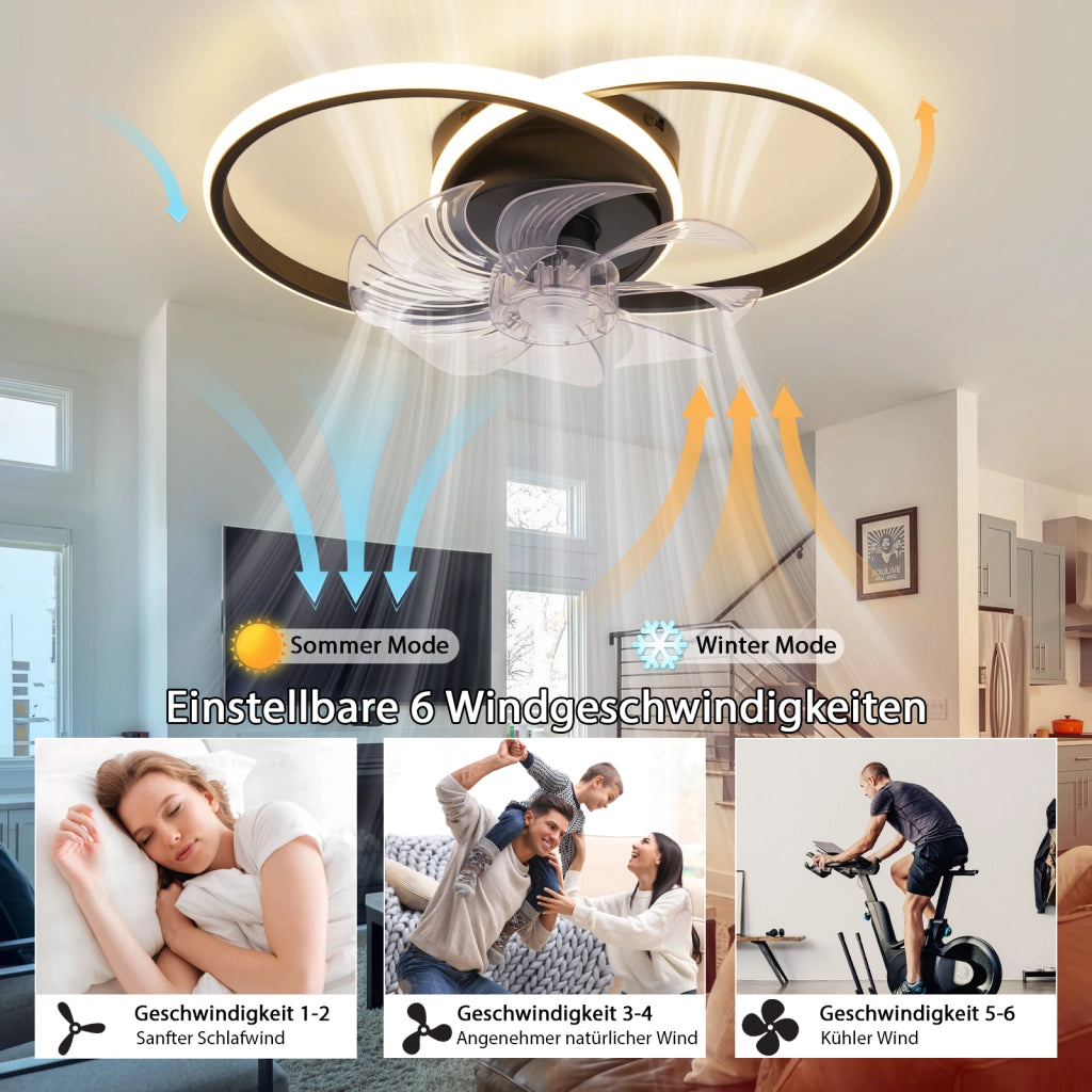 ZMH Ventilatore da soffitto con luce silenzioso e moderno 36W, 6 velocità per camera da letto