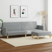 Divano Letto a 2 Posti con Poggiapiedi-Sofa Letto 2 Posti-Daybed Grigio Chiaro in Tessuto 895934