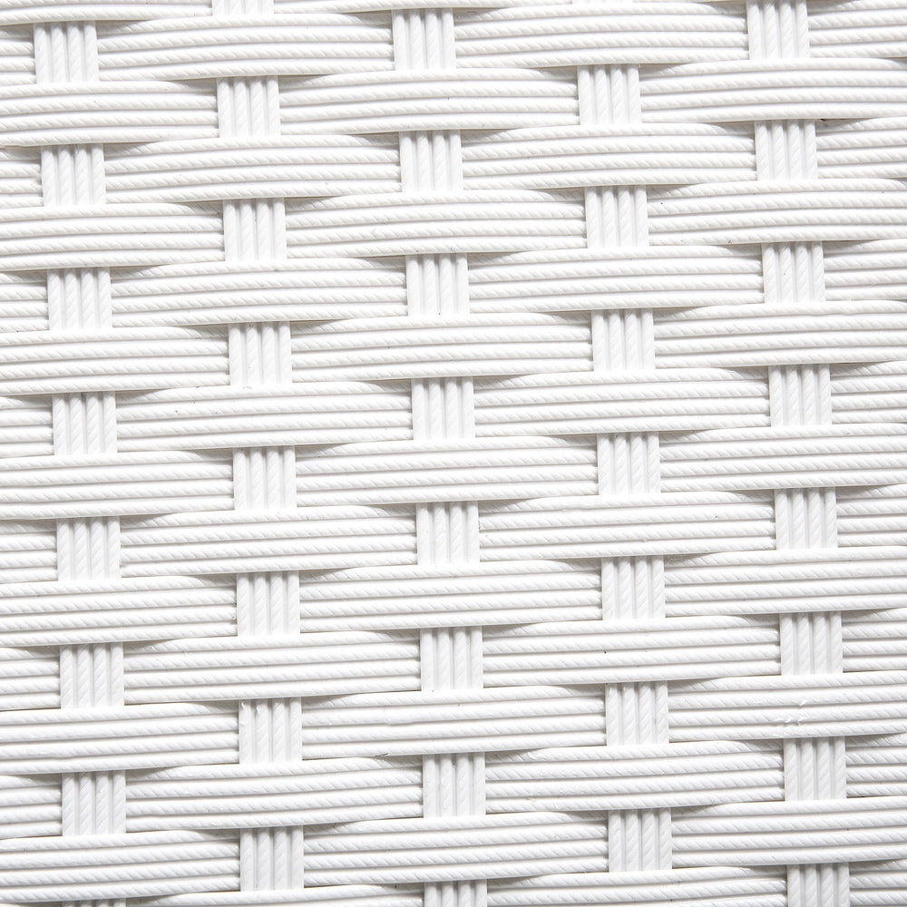 Tavolo da pranzo da giardino piano in vetro temperato rattan sintetico bianco 220 x 100 cm rettangolare a 8 posti