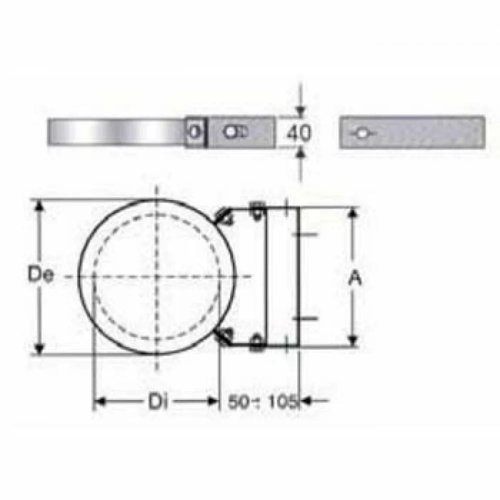 Inox doppia parete aisi 316 fasc etta murale regolabile d.150 200