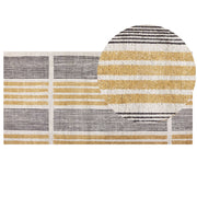 Tappeto giallo e nero in cotone 80 x 150 cm a trama piatta Jacquard con motivo a righe Boho Soggiorno Camera da letto