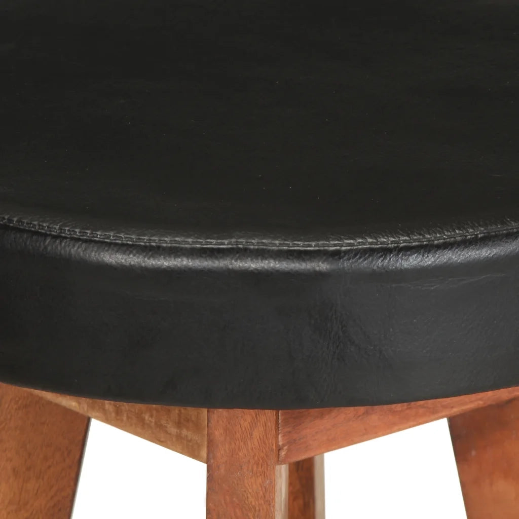 Sgabelli da Bar 2 pz in Vera Pelle e Legno Massello di Acacia 348165