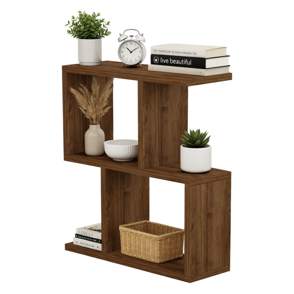 Flero, Tavolino da Salotto 2 Vani, 45x17x51h cm Marrone Noce