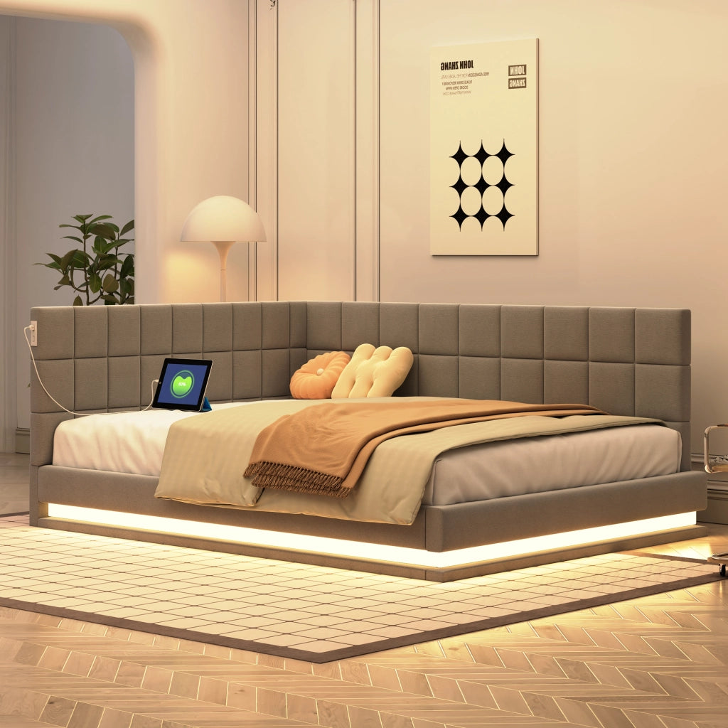 Letto poltrona multifunzione lino grigio 140x200 cm