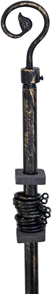 Bastone Tenda Estendibile 120-210 cm Ferro Asta Anelli Staffe Stile Antico Ricciolo