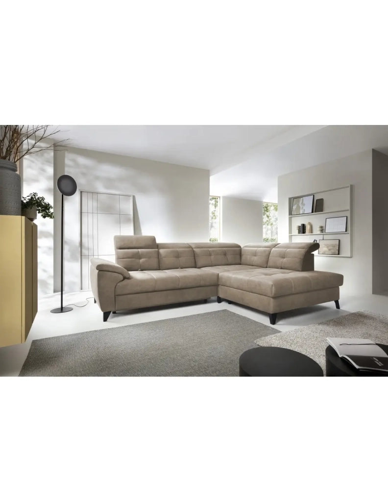 Divano ad angolo Beige 5 posti angolo destro chaise longue comfort INFERNO
