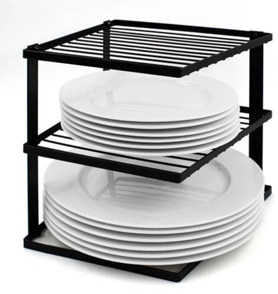 Bastone per angolo della cucina - Organizzatore a 3 livelli con piedini antiscivolo - Nero