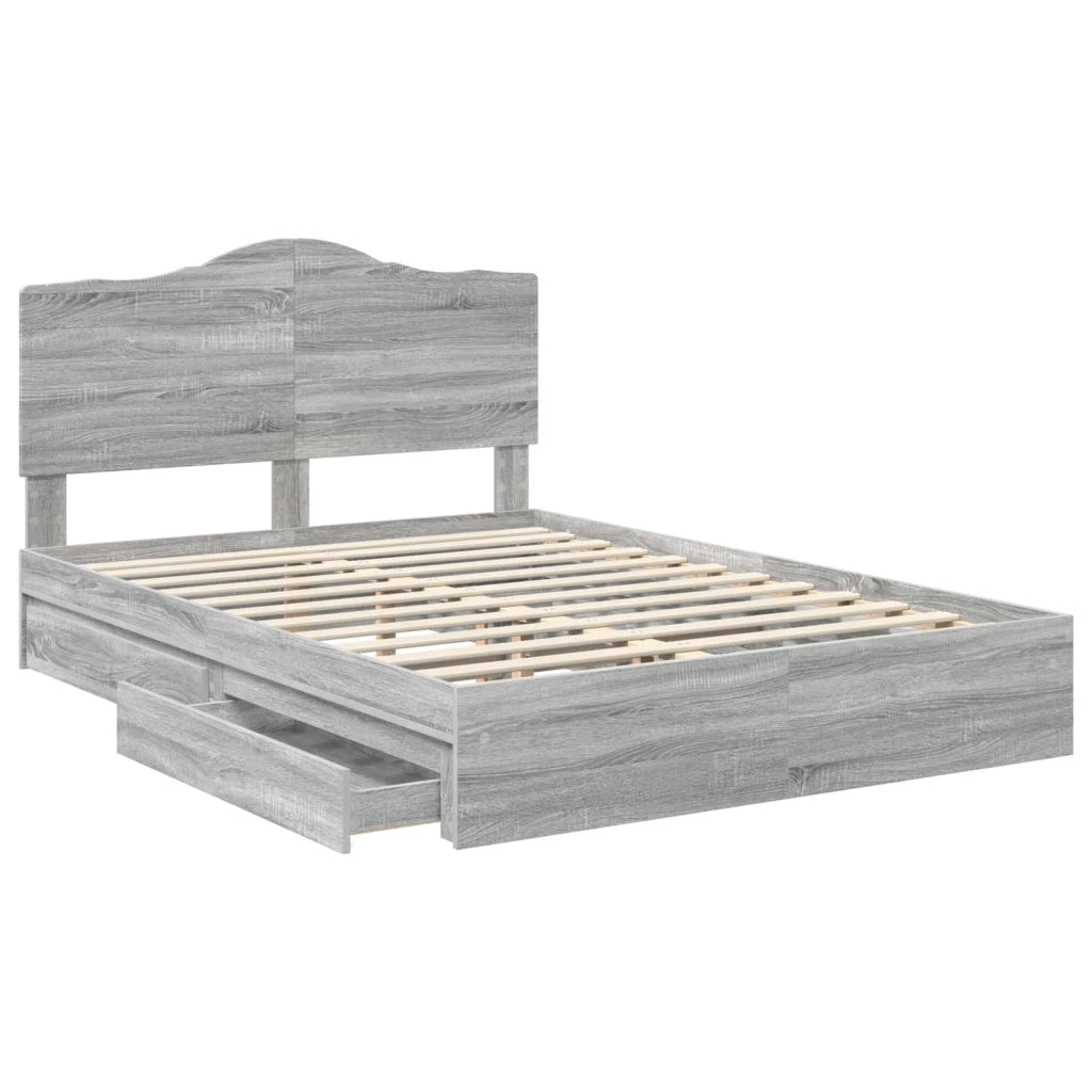 Letto con Contenitore con testiera Grigio Sonoma 150 x 200 cm 3413497