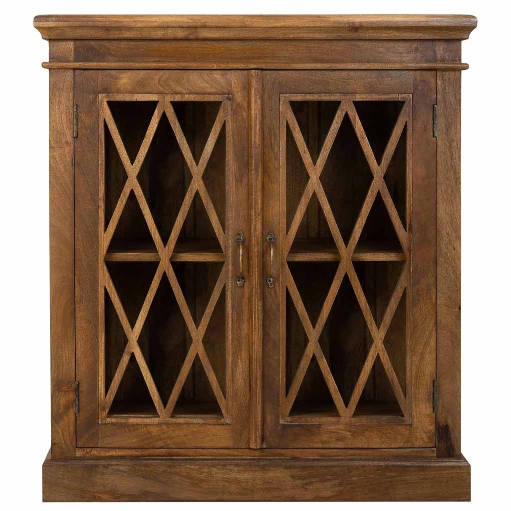 Mobile da ingresso in legno e vetro rifinito a mano con 2 ante marroni 90x40x100