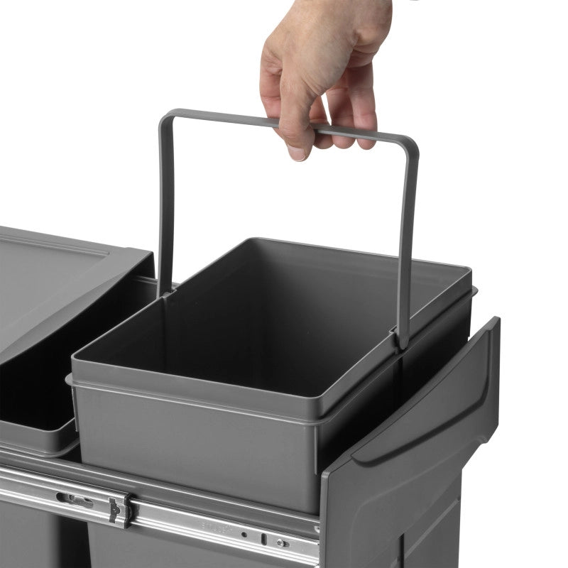Contenitore per mobili Recycle da agganciare all'anta, 1 contenitore estraibile da 15 lt, Grigio antracite, Tecnoplast..