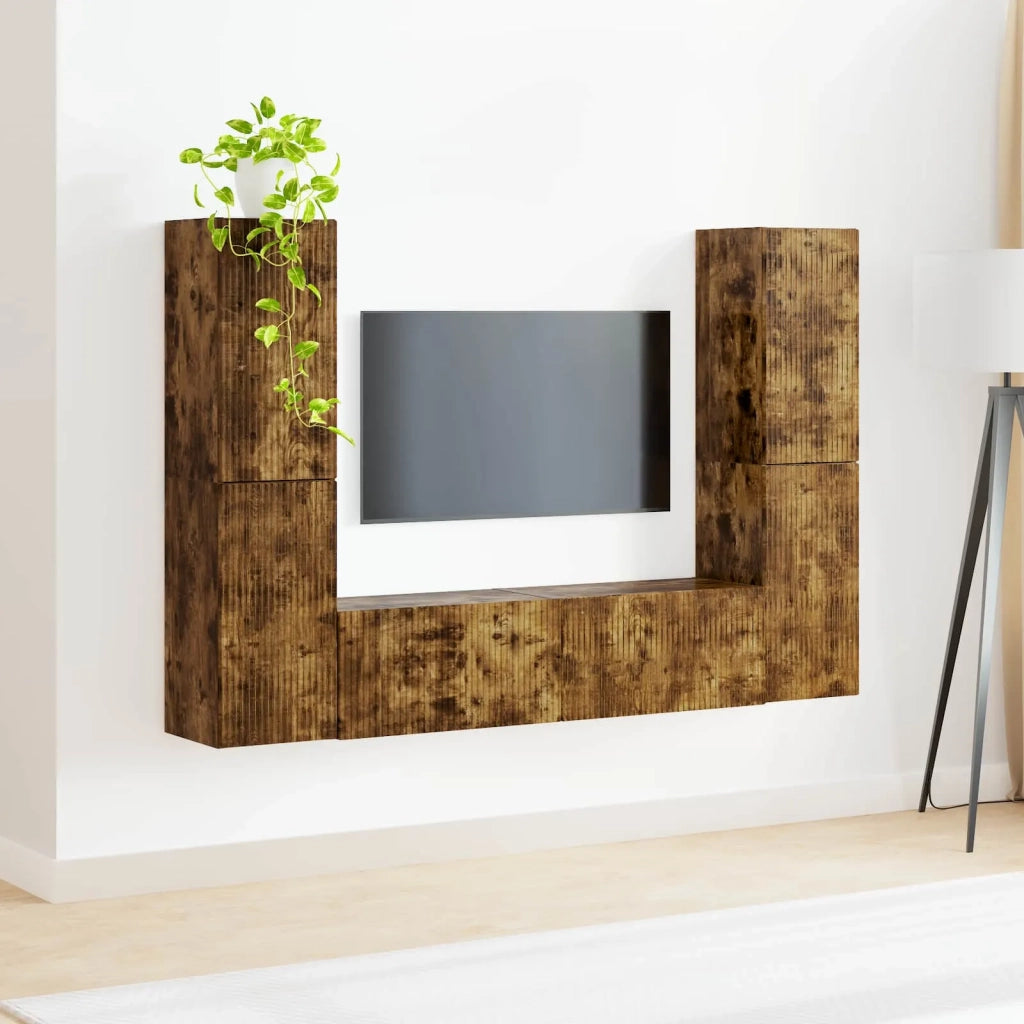 Set mobile TV 6 pcs Rovere fumé Legno multistrato