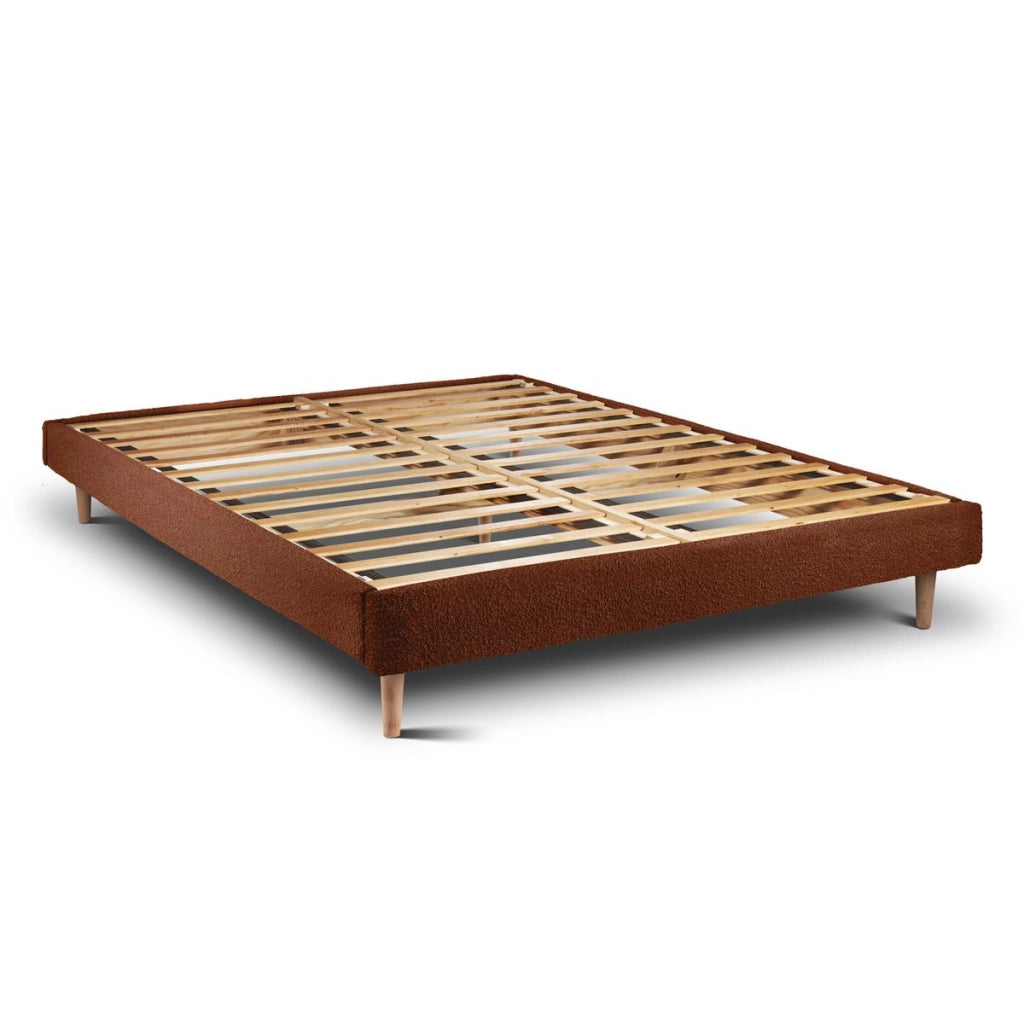 Letto 140x190 cm con testiera in linea - tessuto bouclé