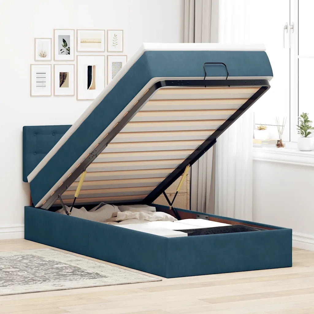 Struttura Letto Pouf con Materasso 90x200 cm in Velluto