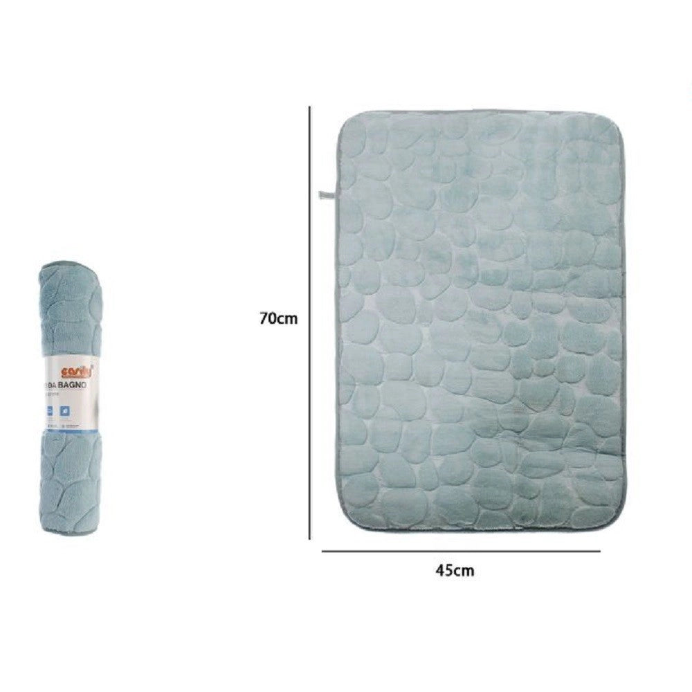 Trade Shop - Tappeto Tappetino Tessuto Effetto Sassi Per Arredo Bagno 45 X 70cm 79931 Azzurro -