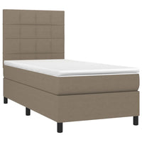 Letto a Molle con Materasso e LED Tortora 90x190 cm in Tessuto 3134841