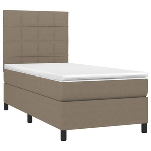 Letto a Molle con Materasso e LED Tortora 90x190 cm in Tessuto 3134841