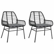 Sedie da Giardino con Cuscini 2 pz | Sedie da Esterno Nere in Polyrattan