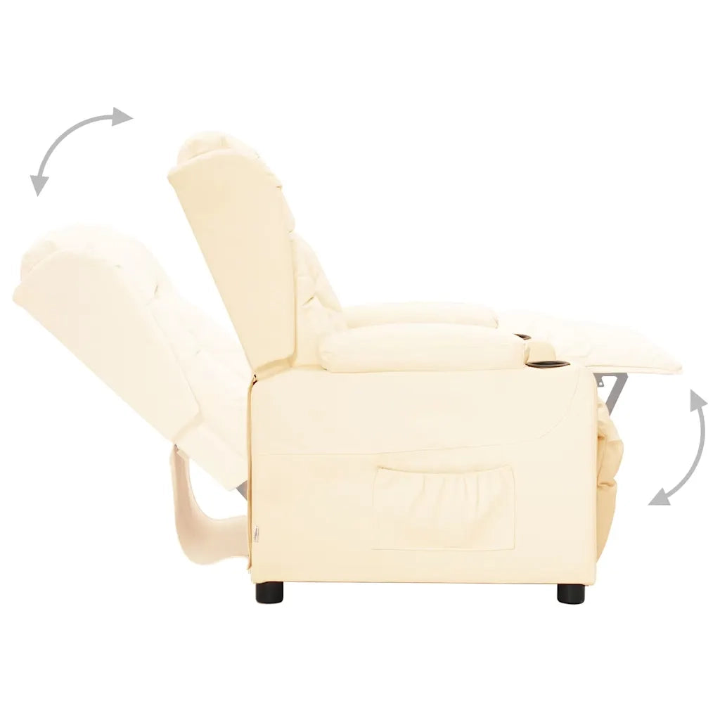 Divano Sedia-Poltrona Reclinabile Crema in Similpelle 367712