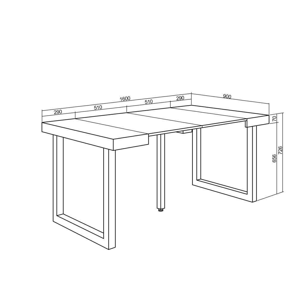 Consolle allungabile, 58 fino 160x90x73cm, Per 8 persone, Gambe in legno, colore Rovere e bianco RF2702