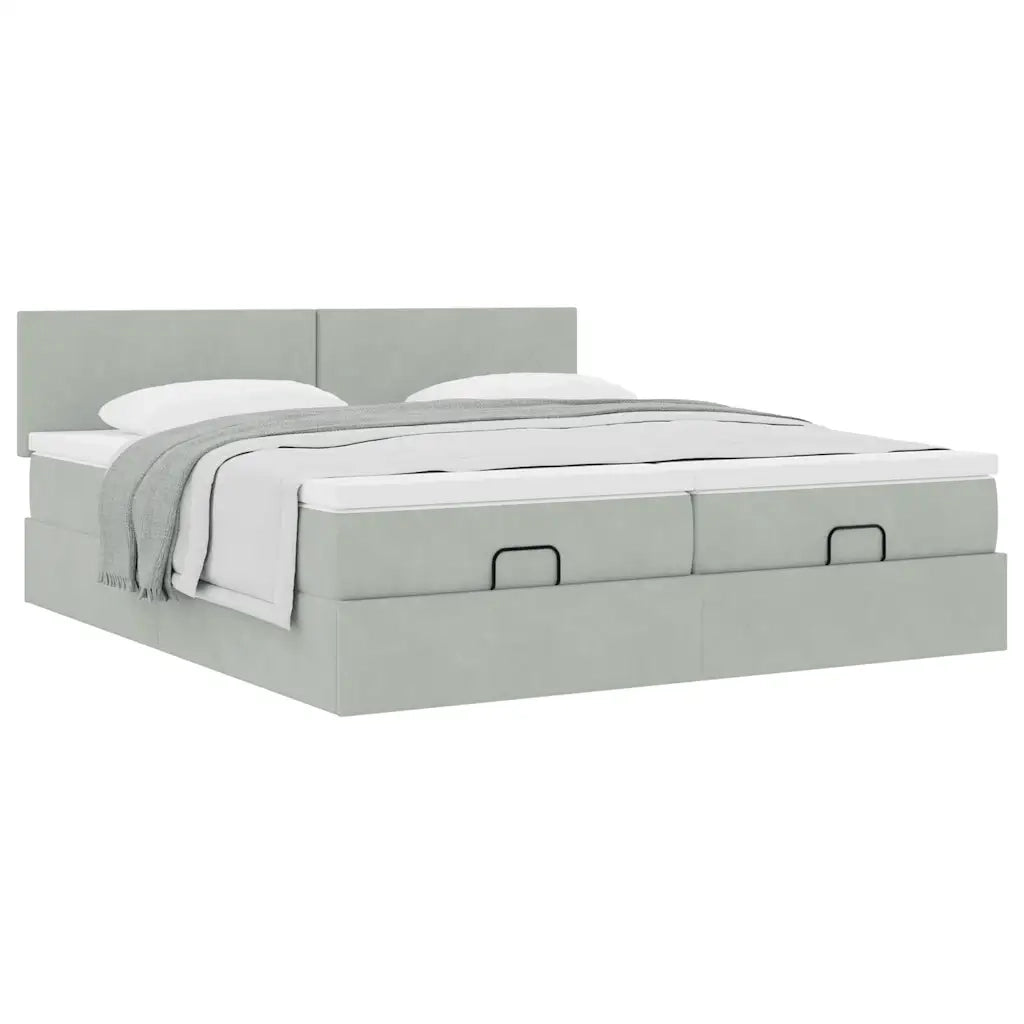 Struttura Letto Pouf con Materassi 180x200 cm Velluto