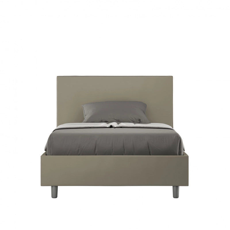 Letto imbottito 1 piazza e mezza 120x210 cm Adele - Similpelle,Cappuccino,Contenitore
