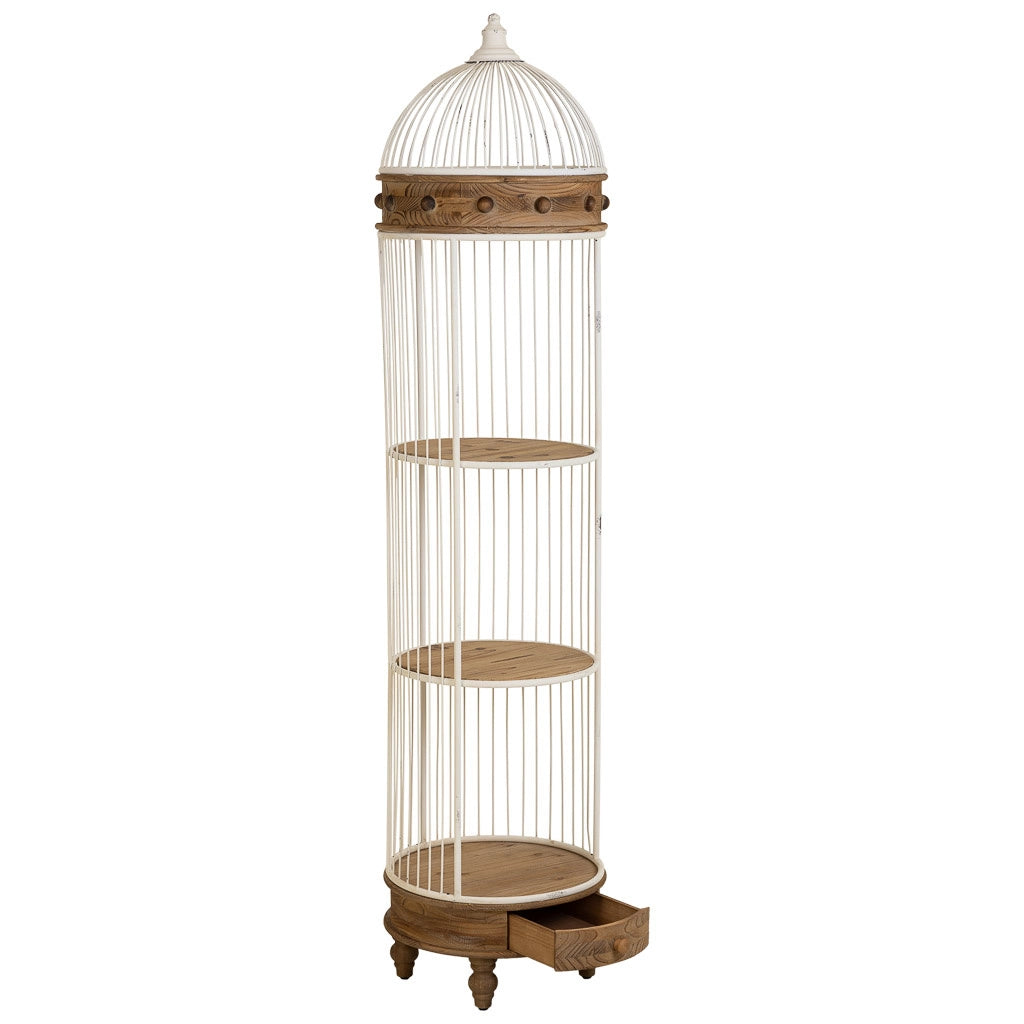 Scaffale in legno bianco e metallo a 3 ripiani 40x40x176h cm
