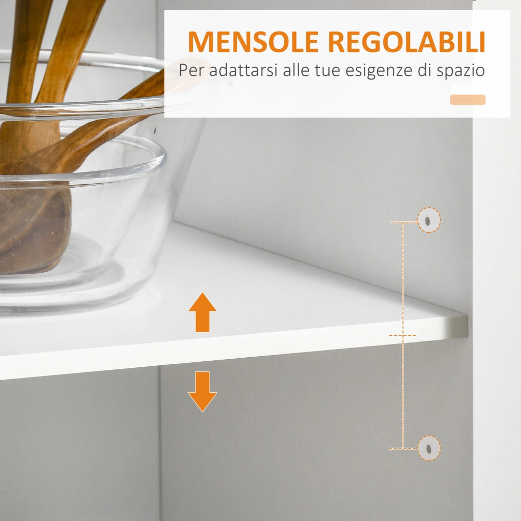 Carrello da Cucina Multiuso in Legno con 2 Cassetti ¨C zephmum ¨C Bianco 104x46x91
