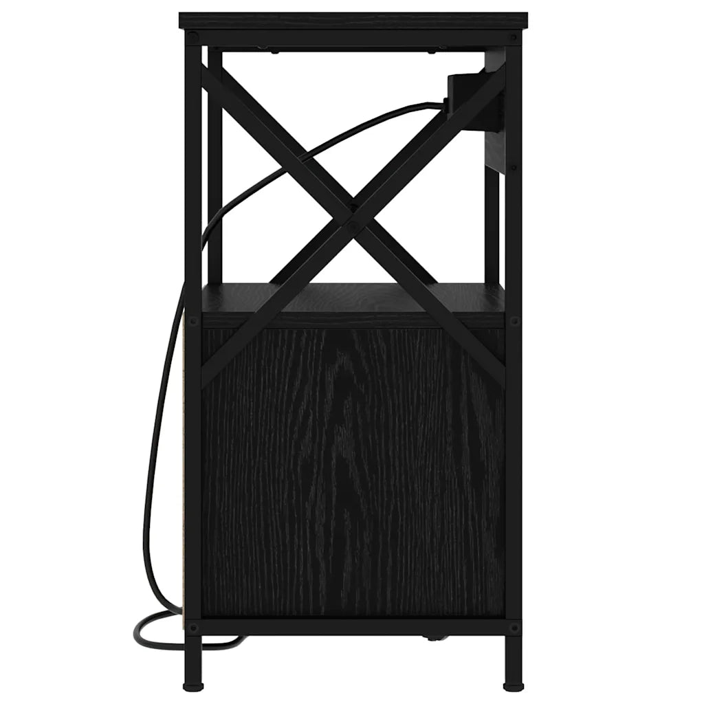 vidaXL Armadio da Notte con cassetto 2 pcs Rovere nero 40 x 31 x 60 cm