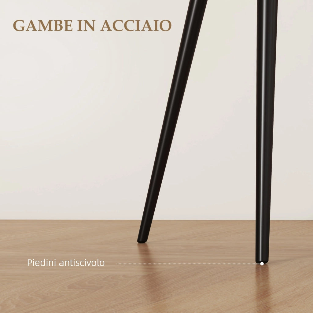 Set 2 Sedie Imbottite Stile Nordico 54x57x80 cm Tessuto Effetto Velluto Crema