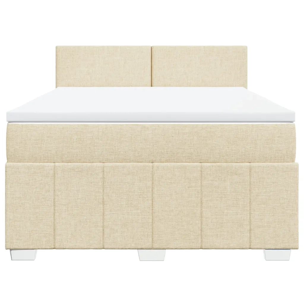 Giroletto a Molle con Materasso Crema 160x200 cm in Tessuto 3289417