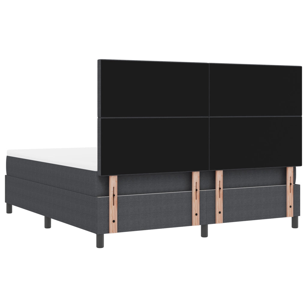 Letto con Rete a Molle con Materasso Grigio Scuro in Tessuto di Corduroy