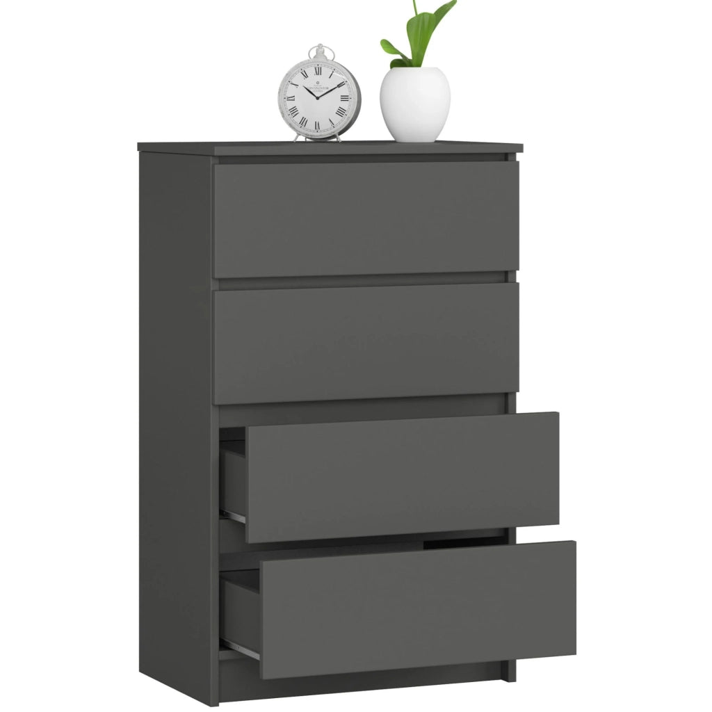 Cassettiera AKORD K60 Cassettiera Grigia Grafite 60 cm 4 cassetti 60x40x99 cm
