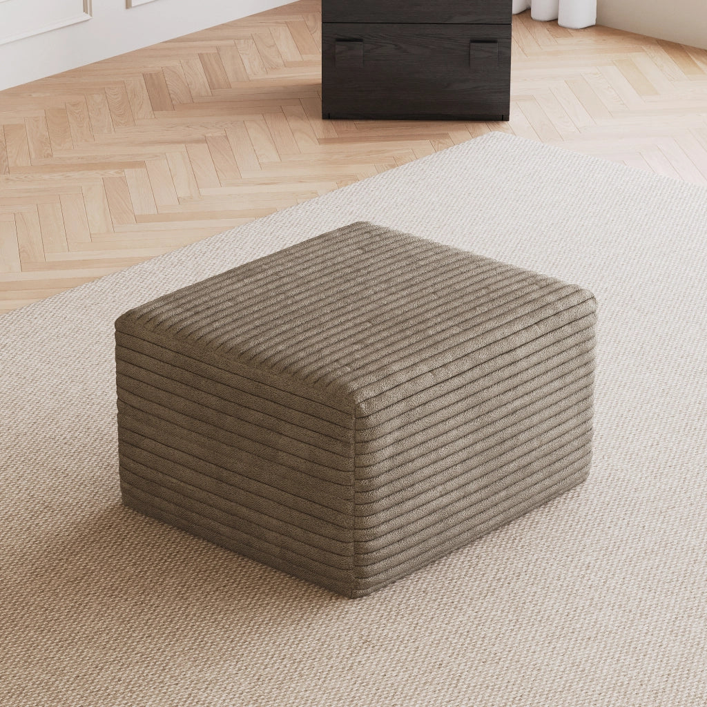 Poltrona Pouf con Schiuma ad Alta Resilienza, in Tessuto, Camel