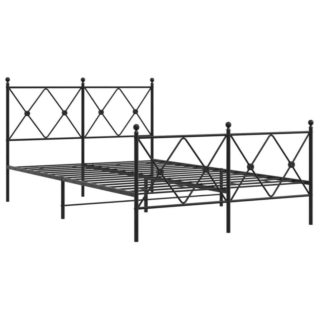 Giroletto con Testiera e Pediera Metallo Nero 120x200 cm 376518