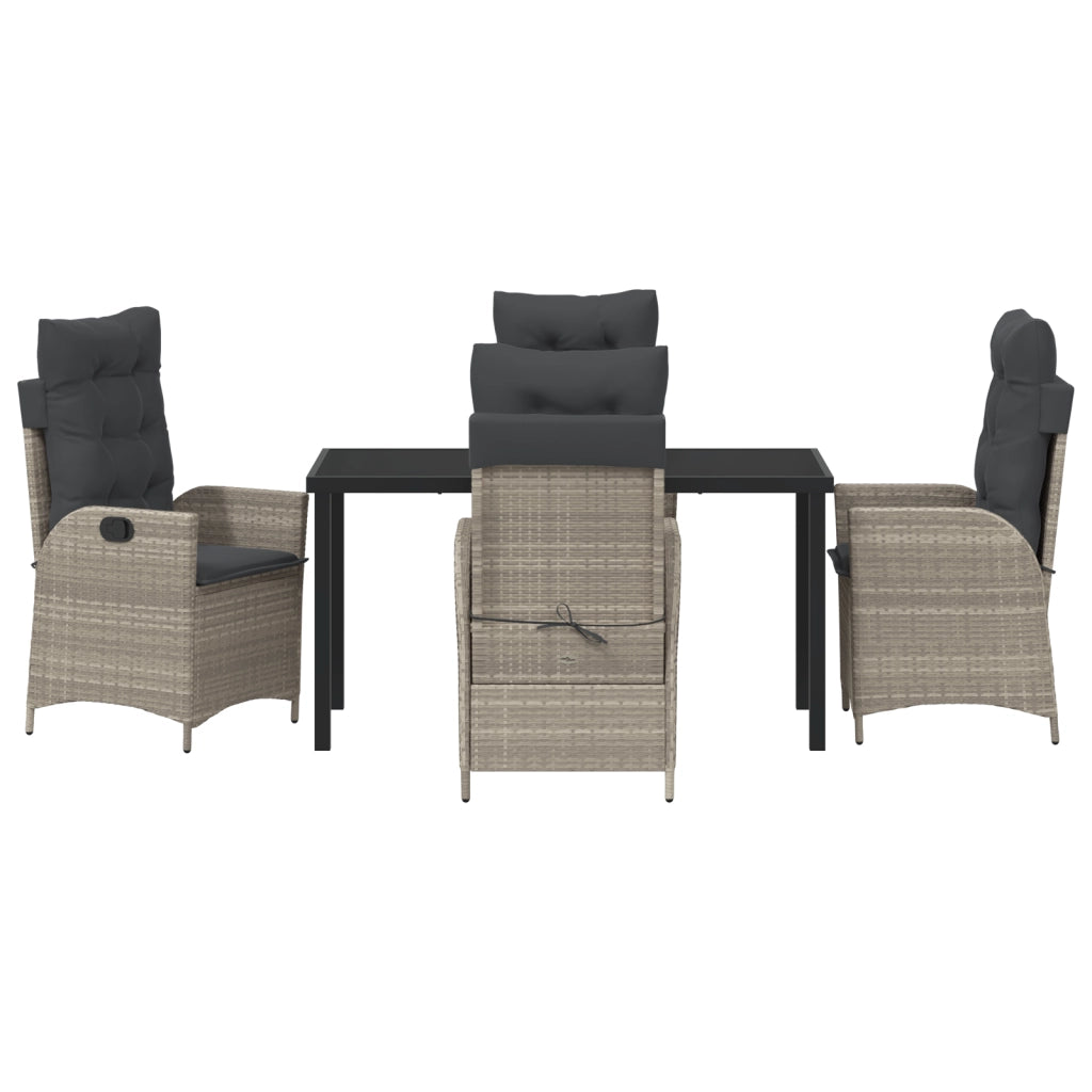 Set di Mobili da Giardino 5 Pezzi con Cuscini Grigio Chiaro Polyrattan
