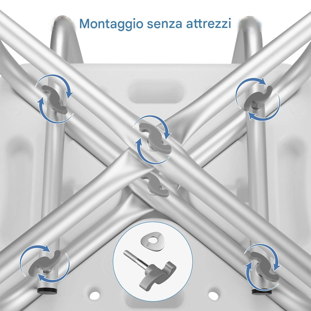 Sedia Sgabello da Bagno per Anziani Mobilità Ridotta Disabili Altezza Regolabile