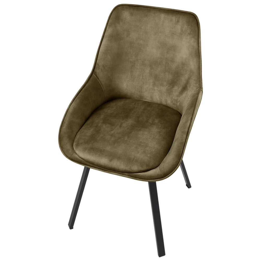 Set di 2 sedie da pranzo in velluto verde con gambe in ferro nero girevoli a 180° moderne sedie imbottite