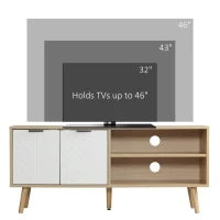 Mobile TV 46" max in Truciolato e Legno con 2 Ripiani Aperti e Armadietto, 110x39x48.8 cm