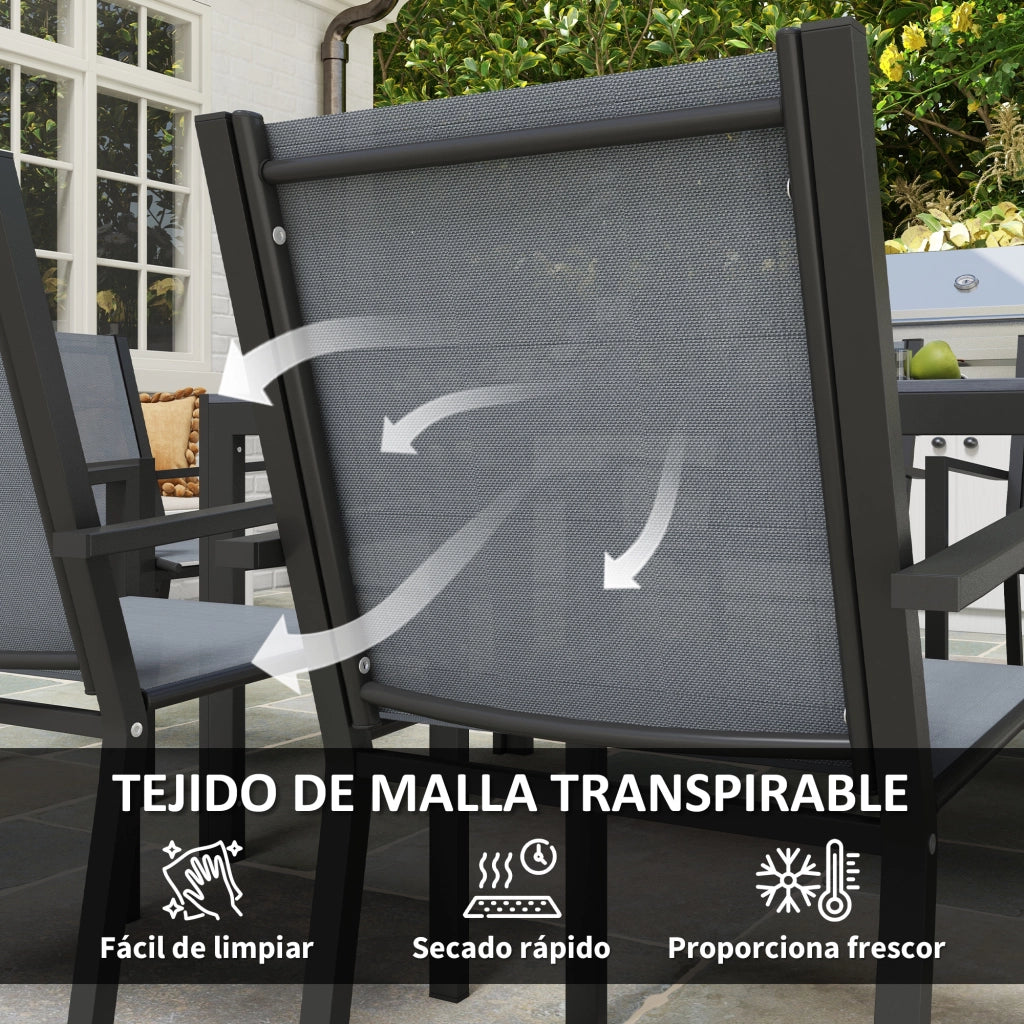 Set Tavolo e Sedie da Giardino ¨C zephmum ¨C Grigio Chiaro, Acciaio