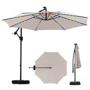 Ombrello a braccio con luci LED regolazione facile dell'inclinazione, Ombrello sospeso solare con base Beige-Ombrelloni