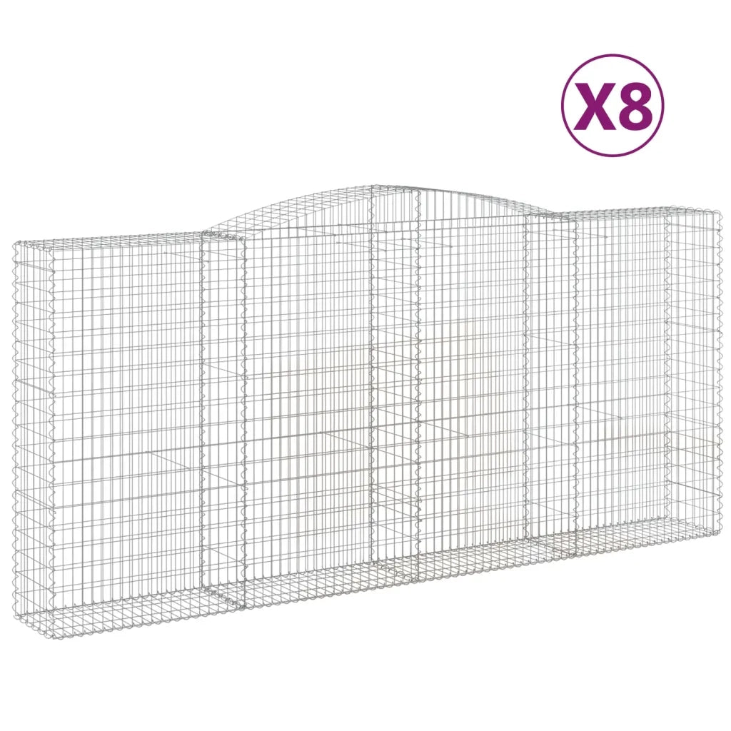 Cesti Gabbioni ad Arco 8 pz 400x50x180/200 cm Ferro Zincatocod mxl 76196