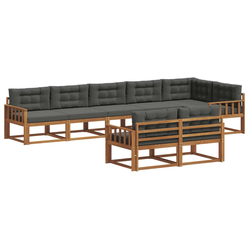 Set di divani da esterno con cuscino 8 pcs Naturale e Antracite