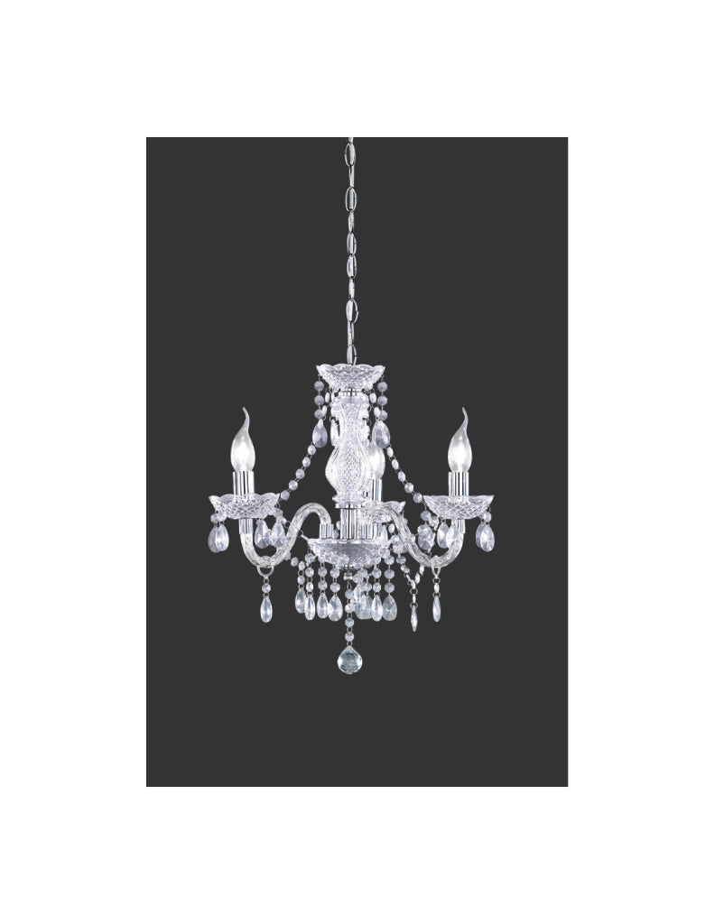 Lampadario con Bracci Classico Lüster 3 Luci Cromo Pendenti Trasparenti Trio Lighting