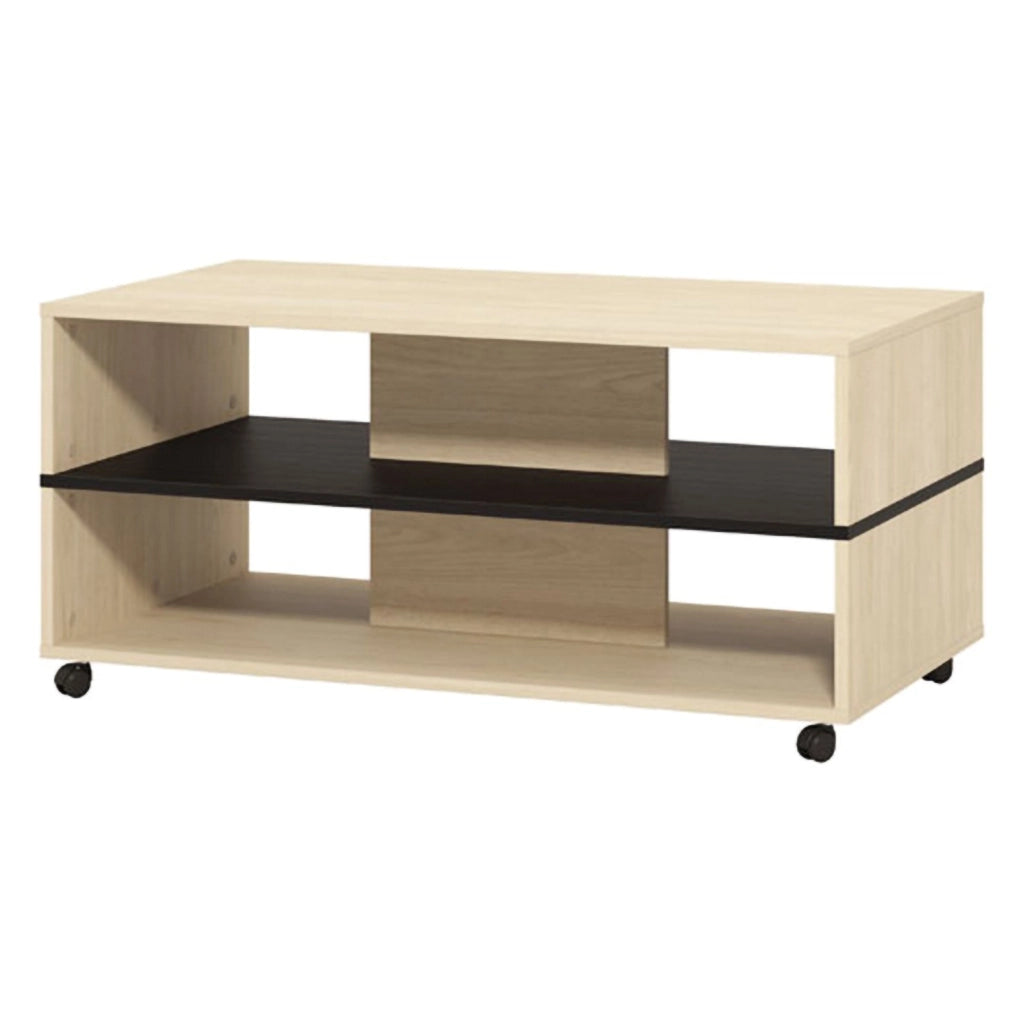Erice, Tavolino da Salotto con Ruote, 101x54.5x47.5h cm Marrone Rovere Chiaro