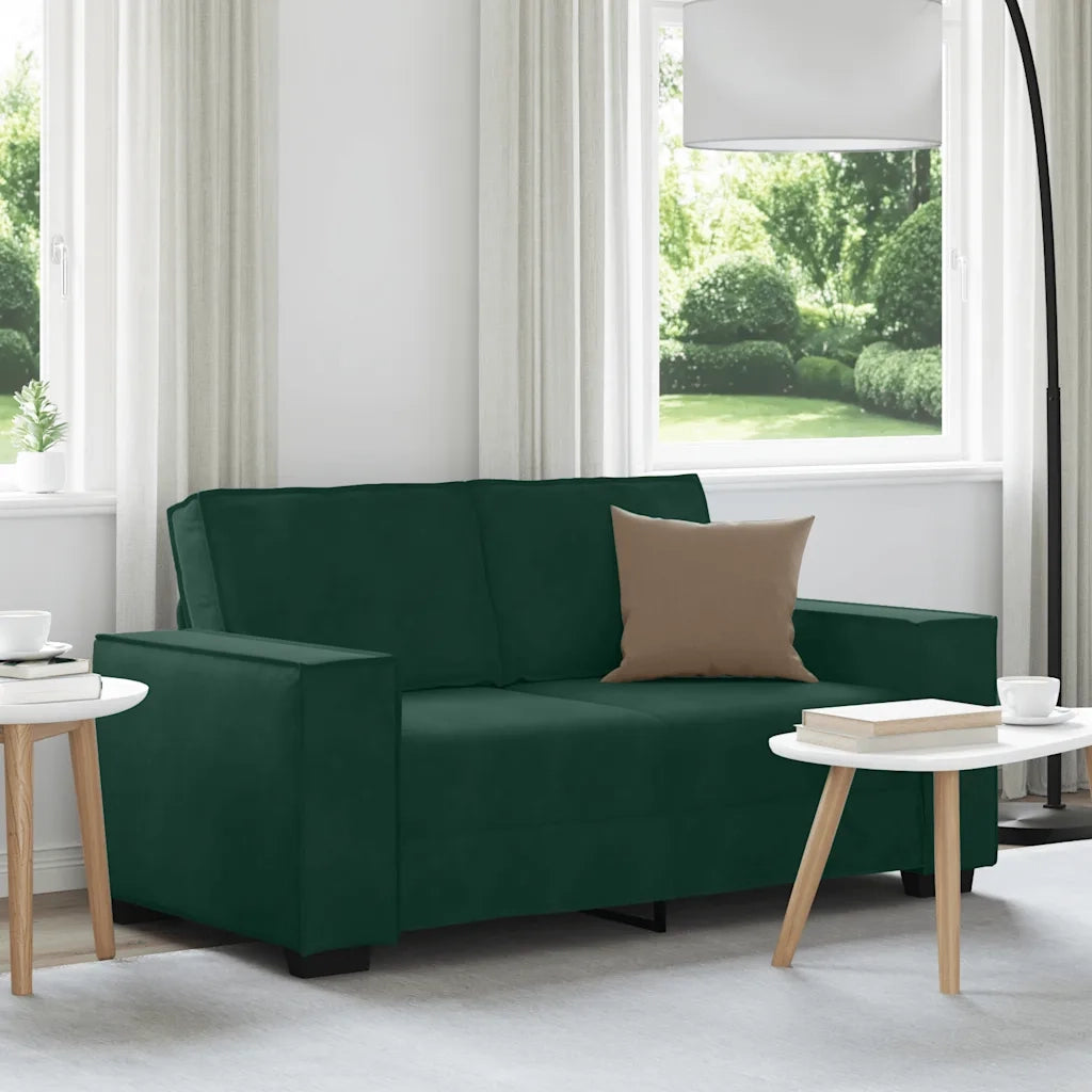 Divano a 2 Posti Verde Scuro 160x78x84 cm in Velluto 4105012