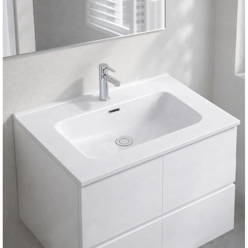 Lavabo da appoggio 1 vasca in ceramica per bagno bianco lucido 71x46,5 – Modello LAV9070S