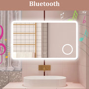 AICA Specchio da bagno  100 x 60 cm, dimmerabile, Blue tooth, Funzione Memoria, antiappannamento, 3 colori, Magnificatore