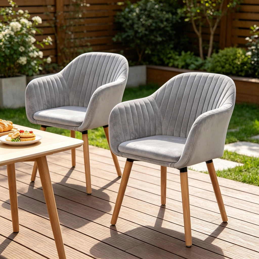 SEDIE da pranzo Set da 2 pezzi 81 cm in velluto grigio chiaro