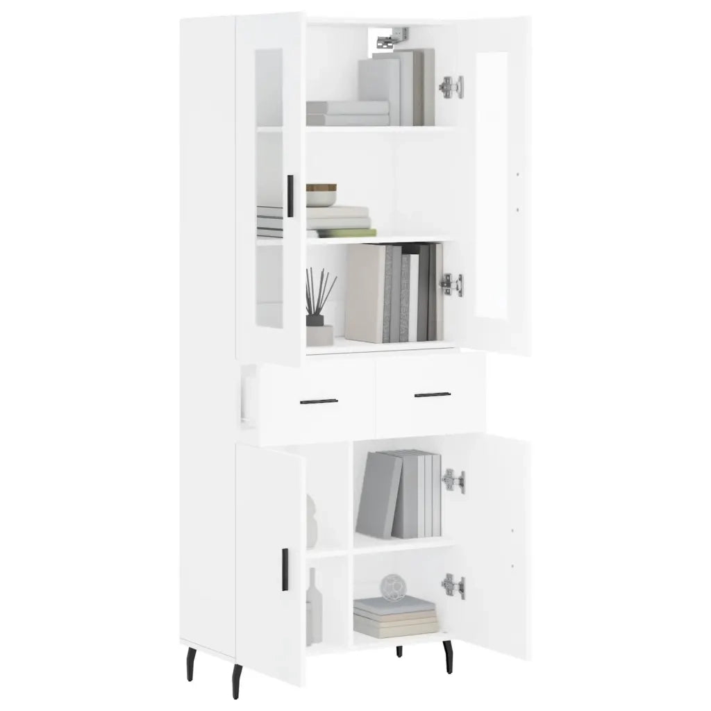 Credenza-Buffet-Armadio da cucina Bianca 69,5x34x180 cm in Legno Multistrato 501064