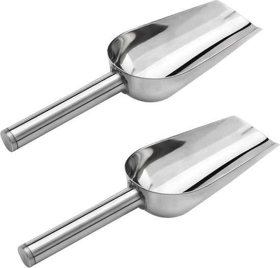 Set di due cucchiai multifunzionali in acciaio inossidabile argento.